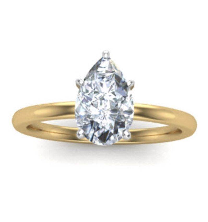 1.00CT Solitaire 5 Claw Setting Pear Shape Diamond Engagement Ring In 18K Yellow and White Gold - DG & Co. Jewellery