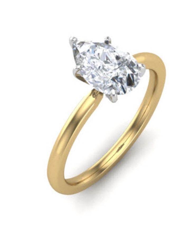 1.00CT Solitaire 5 Claw Setting Pear Shape Diamond Engagement Ring In 18K Yellow and White Gold - DG & Co. Jewellery