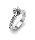 1.00CT Round Cut Diamond Engagement Ring 6 Claw Setting Share Prong Side Stones In 18K White Gold - DG & Co. Jewellery