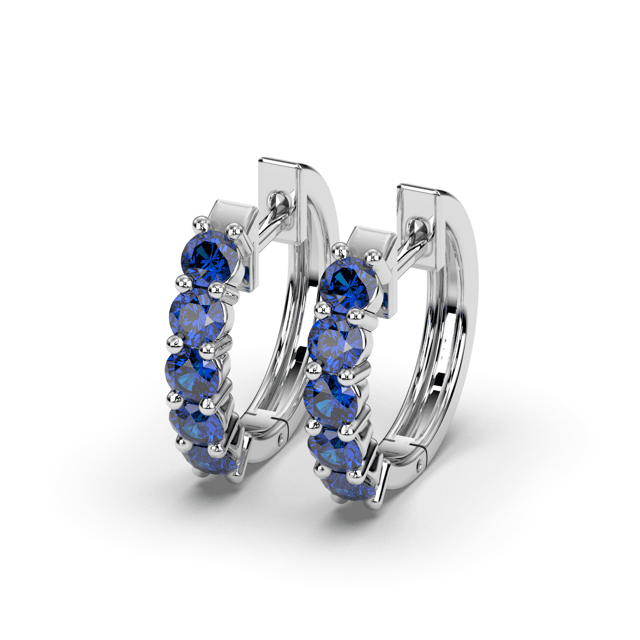 Sapphire Hoop Earrings Share Prong Setting in 18K White Gold - DG & Co. Jewellery