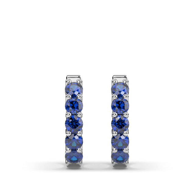 Sapphire Hoop Earrings Share Prong Setting in 18K White Gold - DG & Co. Jewellery