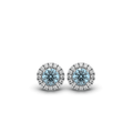 Aquamarine Diamond Halo Earring Pave Setting In 18K White Gold - DG & Co. Jewellery