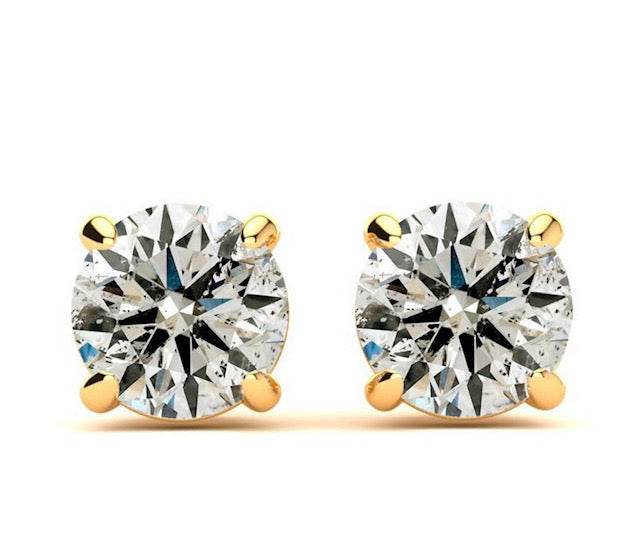 Diamond Stud Solitaire Earring 4 Claw Setting Screw Backing In 18K Yellow Gold - DG & Co. Jewellery