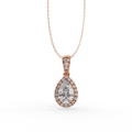 Halo Style Pear Shape Diamond Pendant Pave Setting In 18K Rose Gold - DG & Co. Jewellery