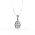 Pear Shape Halo Diamond Pendant Pave Setting In 18K White Gold - DG & Co. Jewellery