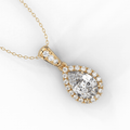 Halo Diamond Pear Cut Pendant 4 Claw Setting Centre Stone In 18K Yellow Gold - DG & Co. Jewellery
