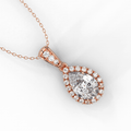 Halo Style Pear Shape Diamond Pendant Pave Setting In 18K Rose Gold - DG & Co. Jewellery
