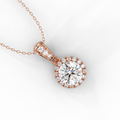 Halo Style Round Cut Diamond Pendant Pave Setting In 18K Rose Gold - DG & Co. Jewellery