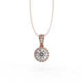 Halo Style Round Cut Diamond Pendant Pave Setting In 18K Rose Gold - DG & Co. Jewellery