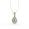 Halo Diamond Pear Cut Pendant 4 Claw Setting Centre Stone In 18K Yellow Gold - DG & Co. Jewellery