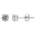 GIA Diamond Stud Solitaire Earring 4 Claw Setting Screw Backing In 18K White Gold - DG & Co. Jewellery