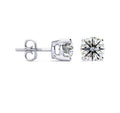 GIA Diamond Stud Solitaire Earring 4 Claw Setting Screw Backing In 18K White Gold - DG & Co. Jewellery