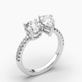 Pear & Round Diamond Two-Stone Engagement Ring Claw Setting Centre Stone Pave Setting Side Stone In18k White Gold - DG & Co. Jewellery