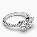 Pear & Round Diamond Two-Stone Engagement Ring Claw Setting Centre Stone Pave Setting Side Stone In18k White Gold - DG & Co. Jewellery