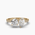 Toi et Moi Pear & Round Cut Diamond Engagement Ring Prong Setting centre Pave Setting Side stone - DG & Co. Jewellery