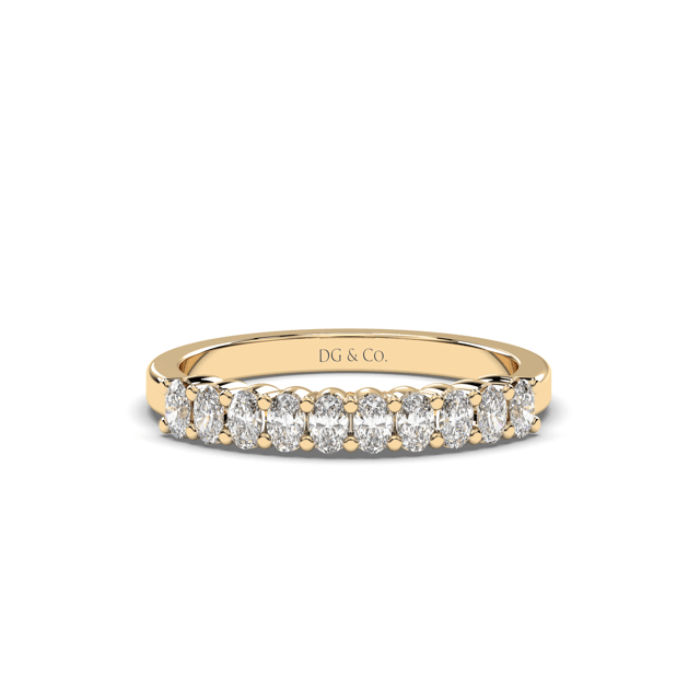 Women Wedding Ring Oval Shape Cut Diamonds Share Prong Setting In 18K Yellow Gold - DG & Co. Jewellery