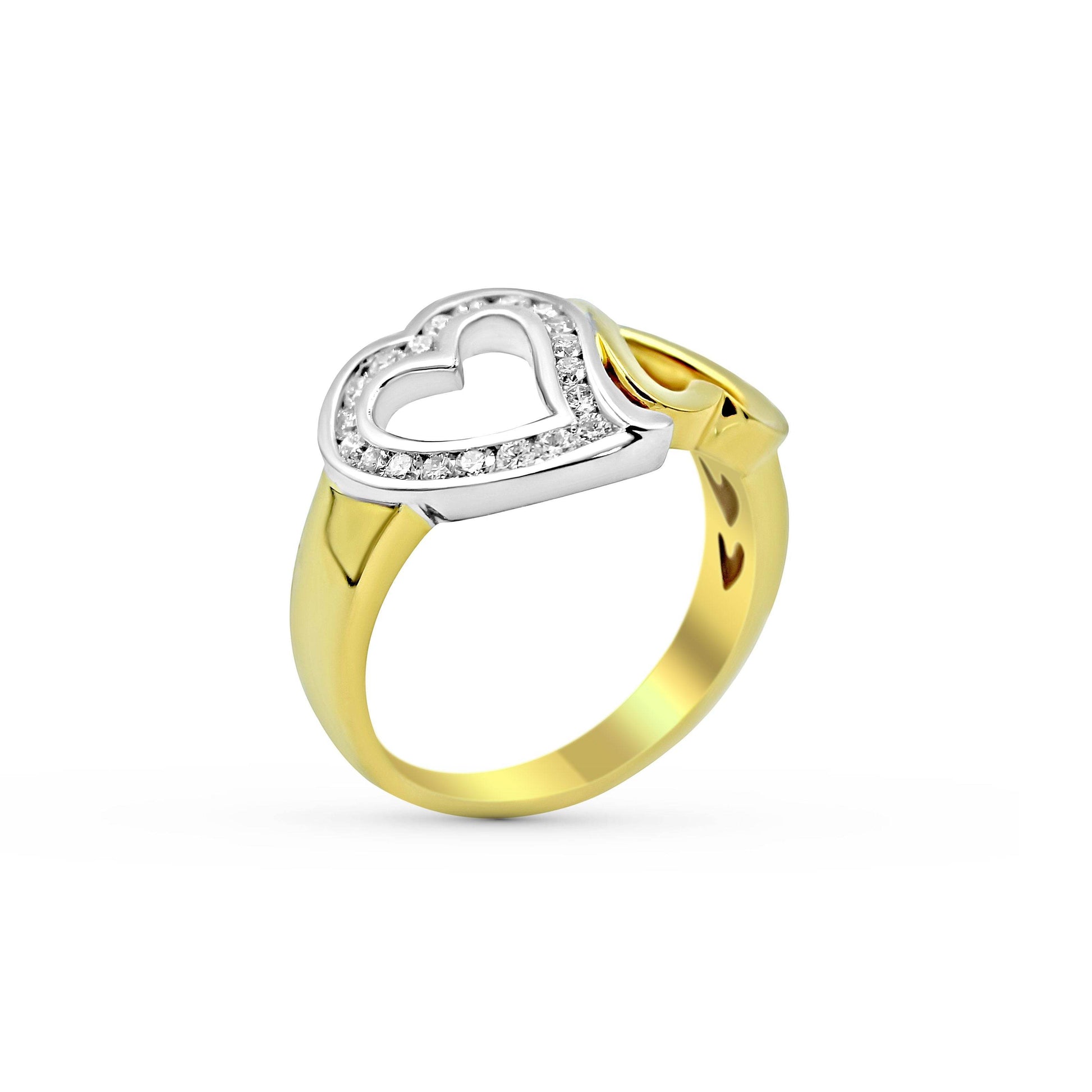 Heart Shape Diamond Ring Channel Set in 18K Yellow And White Gold - DG & Co. Jewellery