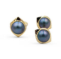 14K Yellow Gold Diamond Black Grey Mabe Pearl Earring - DG & Co. Jewellery