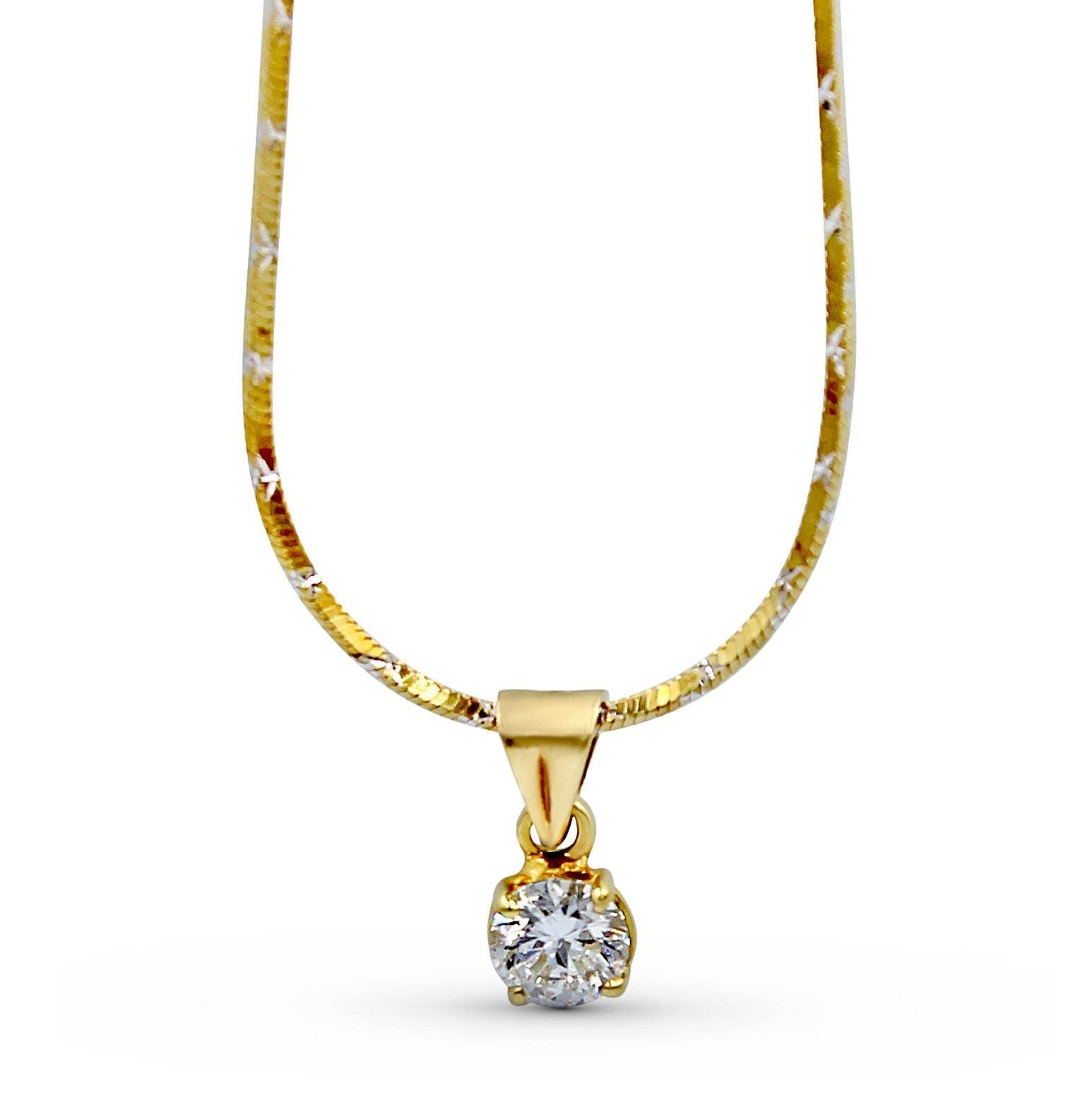 0.30CT Diamond Solitaire Pendant 4 Claw Setting In 18K Yellow Gold - DG & Co. Jewellery