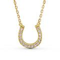 18K Yellow Gold Horse Shoe Diamond Necklace Grain Set - DG & Co. Jewellery