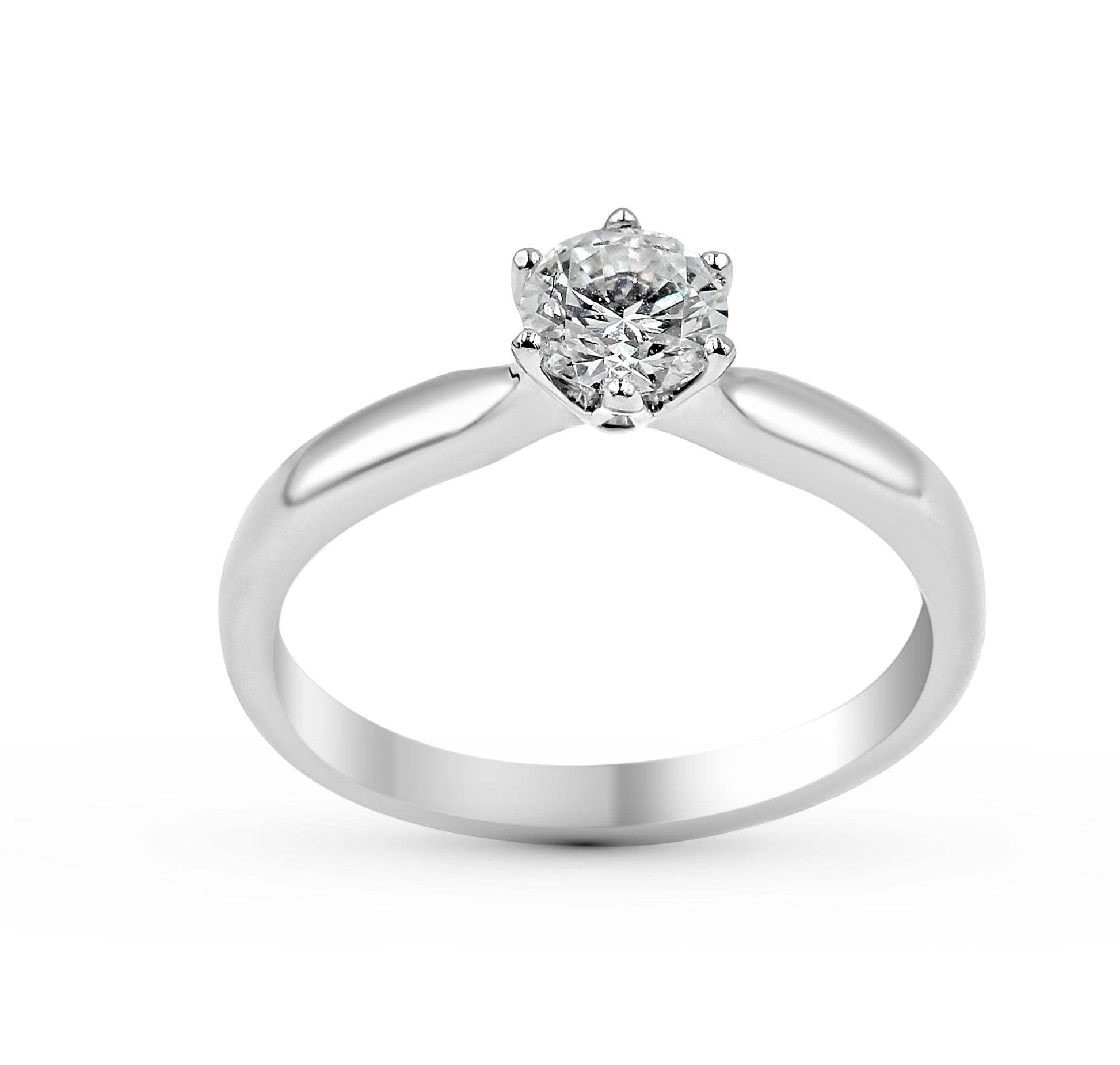 Half A Carat GIA Certified Diamond Solitaire Engagement Ring 6 Claw Setting in 18K White Gold - DG & Co. Jewellery