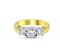 Round Cut Trilogy 3 Stones 4 Claw Setting Diamond Ring In 18K 2Tone Yellow and White Gold - DG & Co. Jewellery