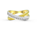 Cross Over Channel Set Round Diamond Ring In 18K White and Yellow Gold - DG & Co. Jewellery