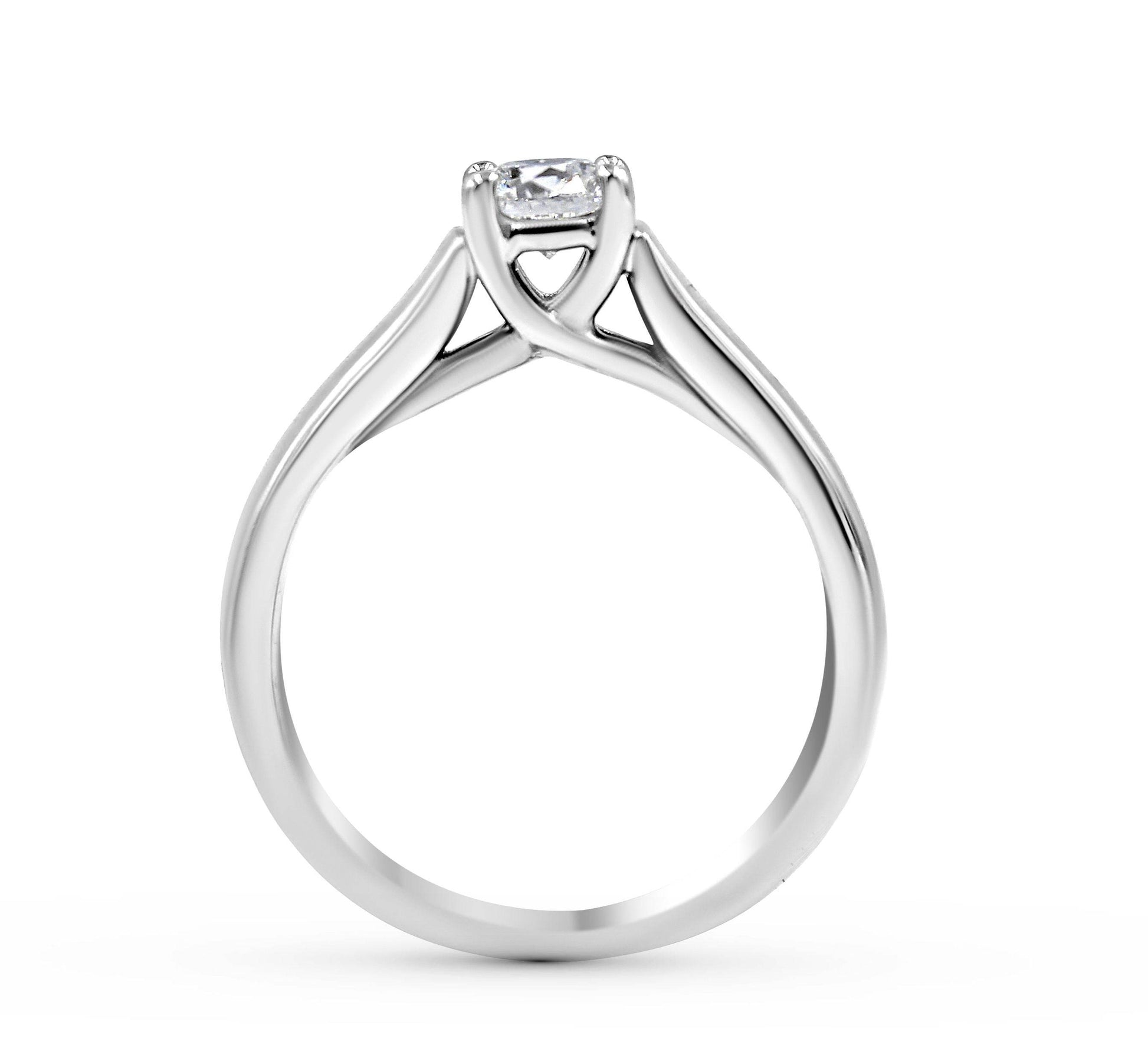 Solitaire Round Cut Brilliant Cut Diamond Engagement Ring GIA Certified In 18K White Gold (4.00MM) - DG & Co. Jewellery