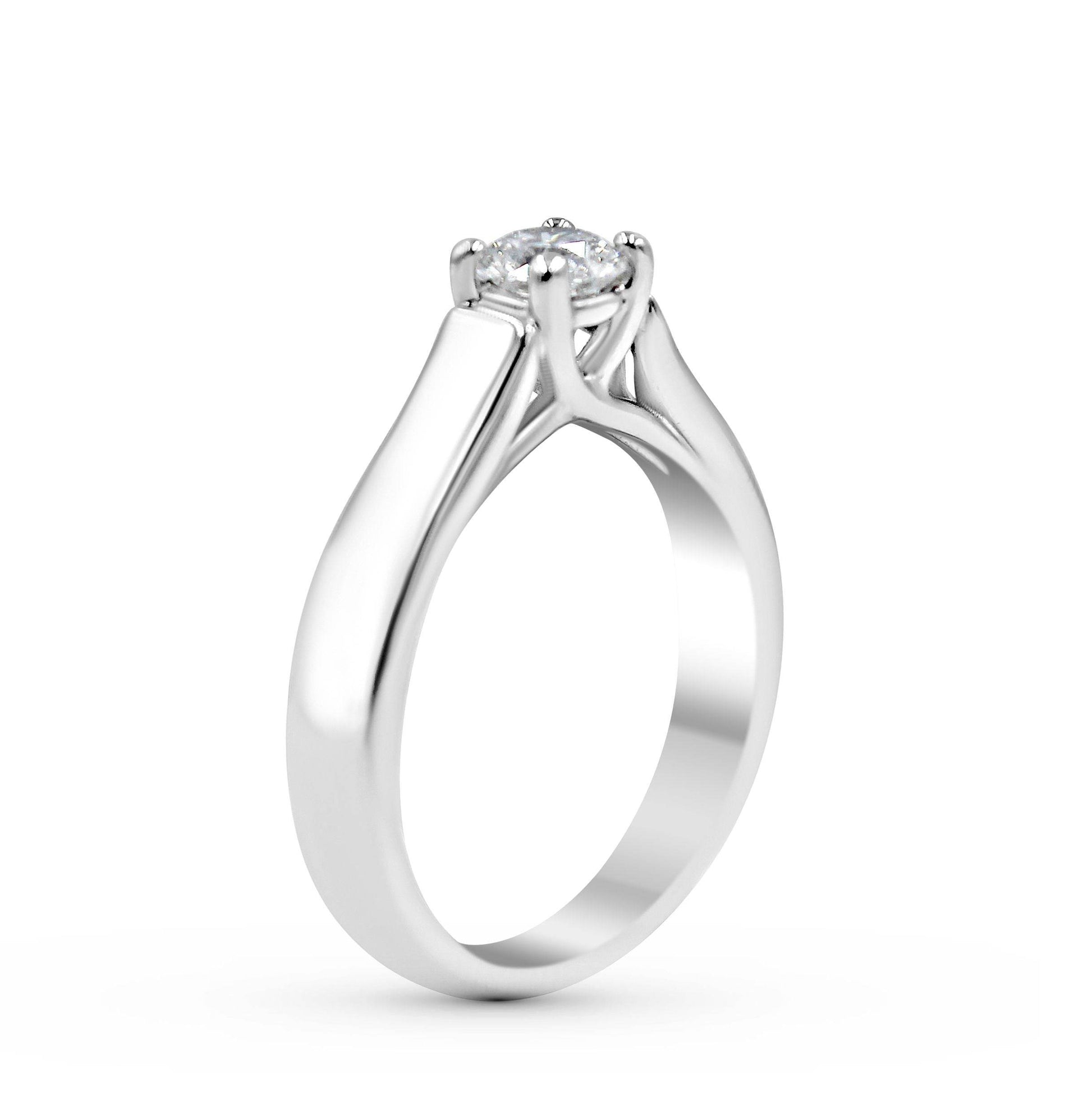 Solitaire Round Cut Brilliant Cut Diamond Engagement Ring GIA Certified In 18K White Gold (4.00MM) - DG & Co. Jewellery