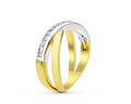 Cross Over Channel Set Round Diamond Ring In 18K White and Yellow Gold - DG & Co. Jewellery
