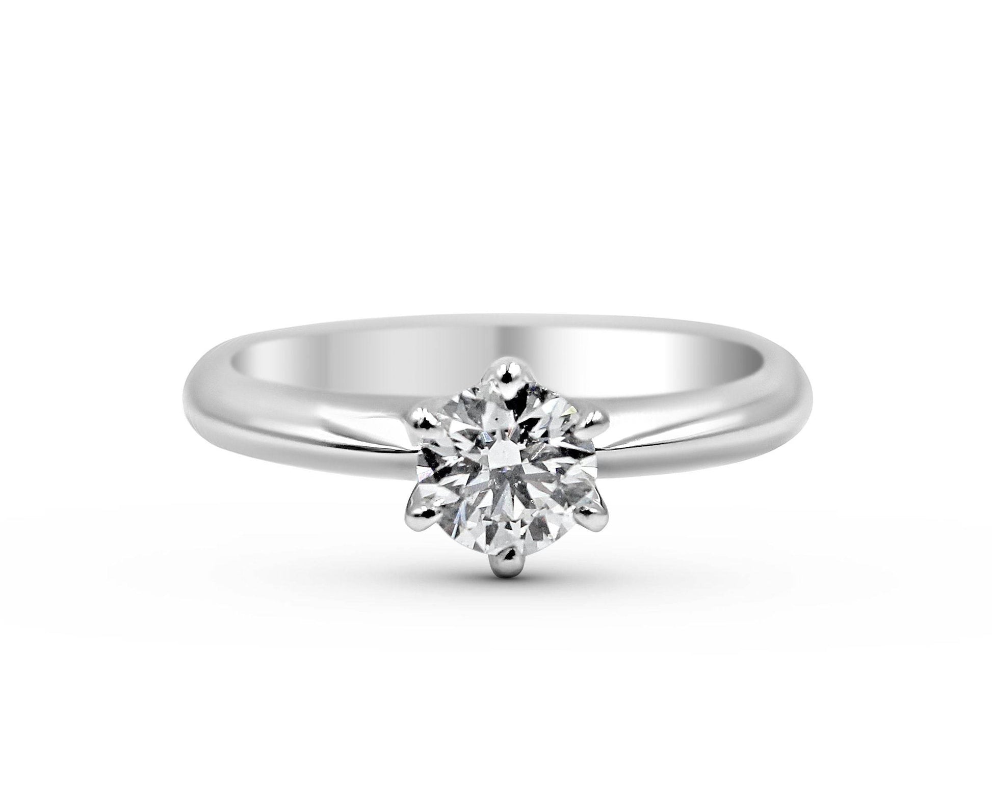 Solitaire Half a Carat Diamond Engagement Ring 6 Claw Setting In 18K White Gold - DG & Co. Jewellery