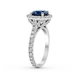 Halo Blue Sapphire Oval Cut Diamond Engagement Ring In 18 Karat White Gold - DG & Co. Jewellery