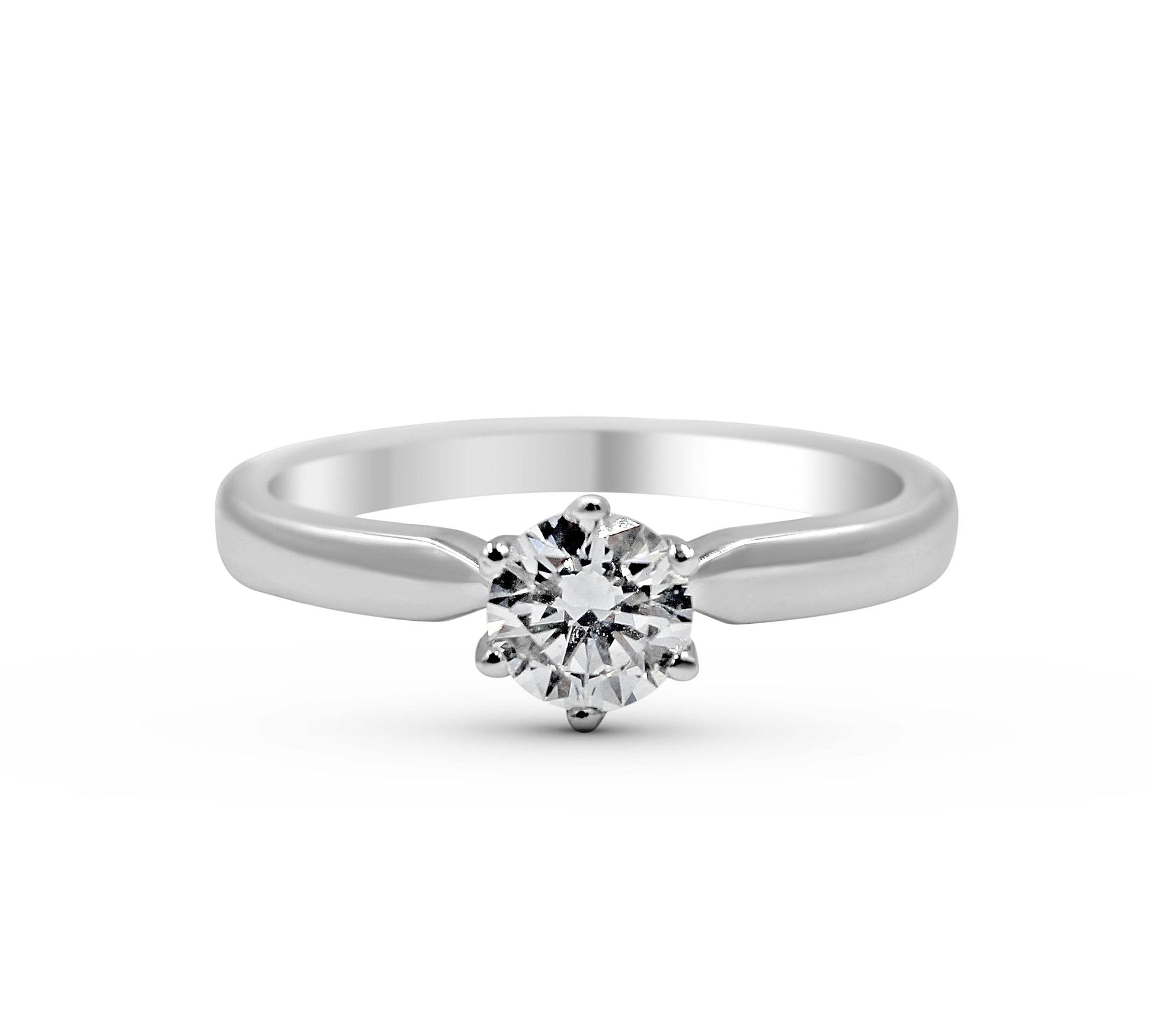 Half A Carat GIA Certified Diamond Solitaire Engagement Ring 6 Claw Setting in 18K White Gold - DG & Co. Jewellery
