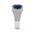 5.15CT Vintage Style Ceylon Sapphire Diamond Ring In 18K White Gold - DG & Co. Jewellery