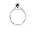 Black Diamond Solitaire Ring with Milgrain Tapered Band In 18 Karat White Gold - DG & Co. Jewellery