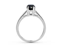 Round Cut Double Claw Black Diamond Engagement Ring Princess Cut Channel Set Side Stone In 18 Karat White Gold - DG & Co. Jewellery