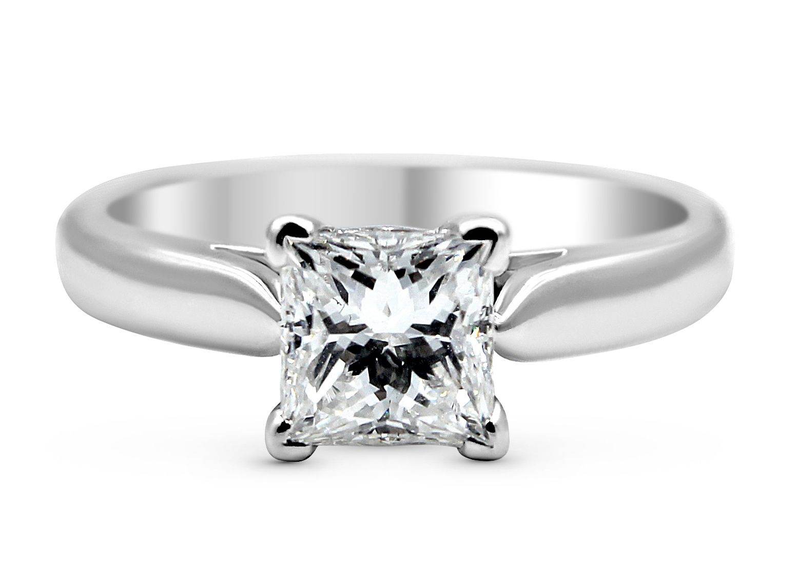 GIA Certified Diamond 1.00CT Princess Cut Solitaire Diamond Engagement Ring V Claw Setting - DG & Co. Jewellery