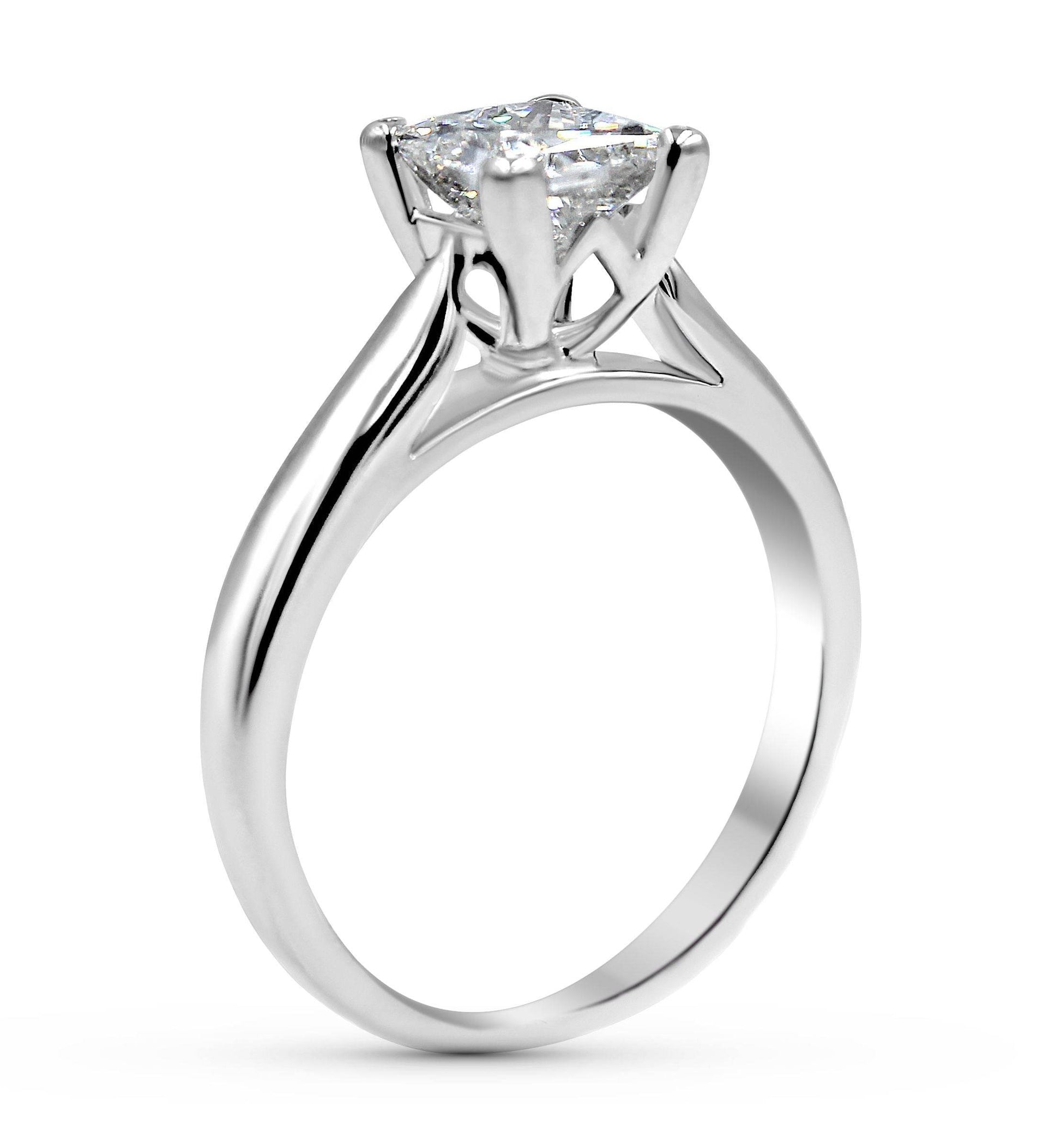 GIA Certified Diamond 1.00CT Princess Cut Solitaire Diamond Engagement Ring V Claw Setting - DG & Co. Jewellery