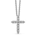 Cross Pendant Pendant 11 Natural Diamonds Pave Setting With A curb Link Chain In 18K White Gold - DG & Co. Jewellery