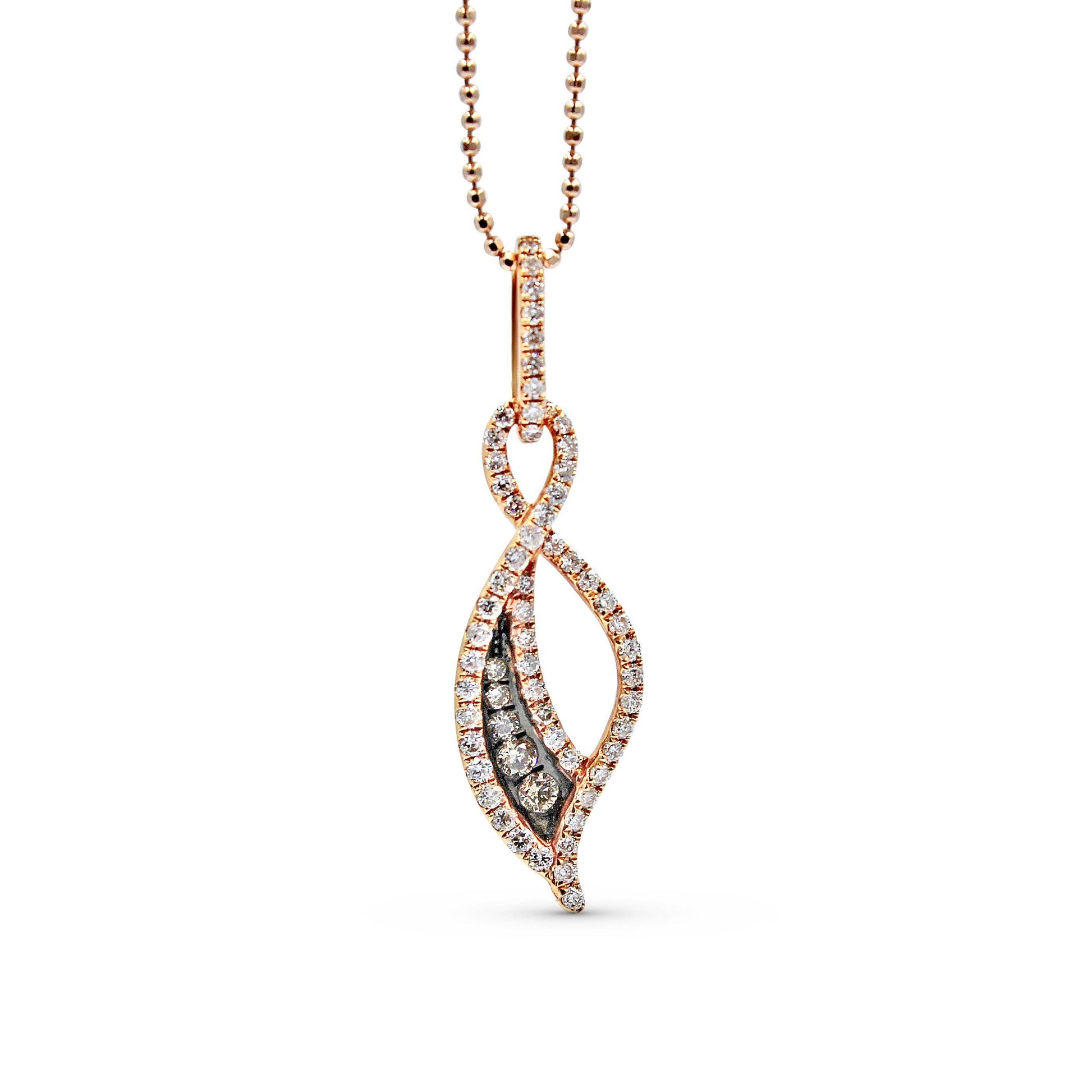 Cognac and White Diamond Pendant Pave Setting In 18K Rose Gold - DG & Co. Jewellery
