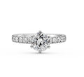 1.00CT 6 Claw GIA Certified Diamond Engagement Ring with Pave Setting Side Stone In 18K White Gold - DG & Co. Jewellery