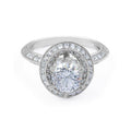 Halo Diamond Engagement Ring Milgrain Setting In 18 Karat White Gold - DG & Co. Jewellery