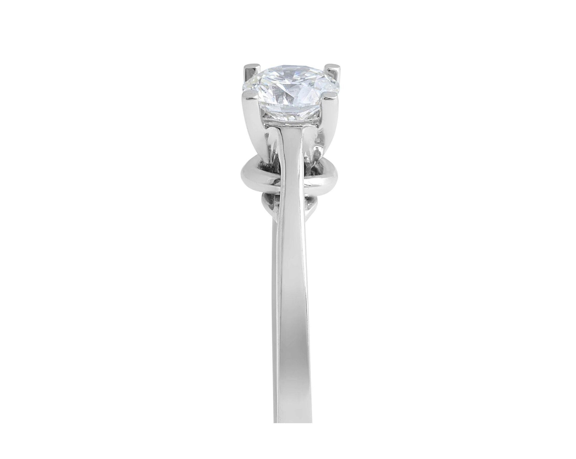 Solitaire Round Brilliant Cut Diamond Engagement Ring With A Hidden Plain Halo In 18K White Gold - DG & Co. Jewellery