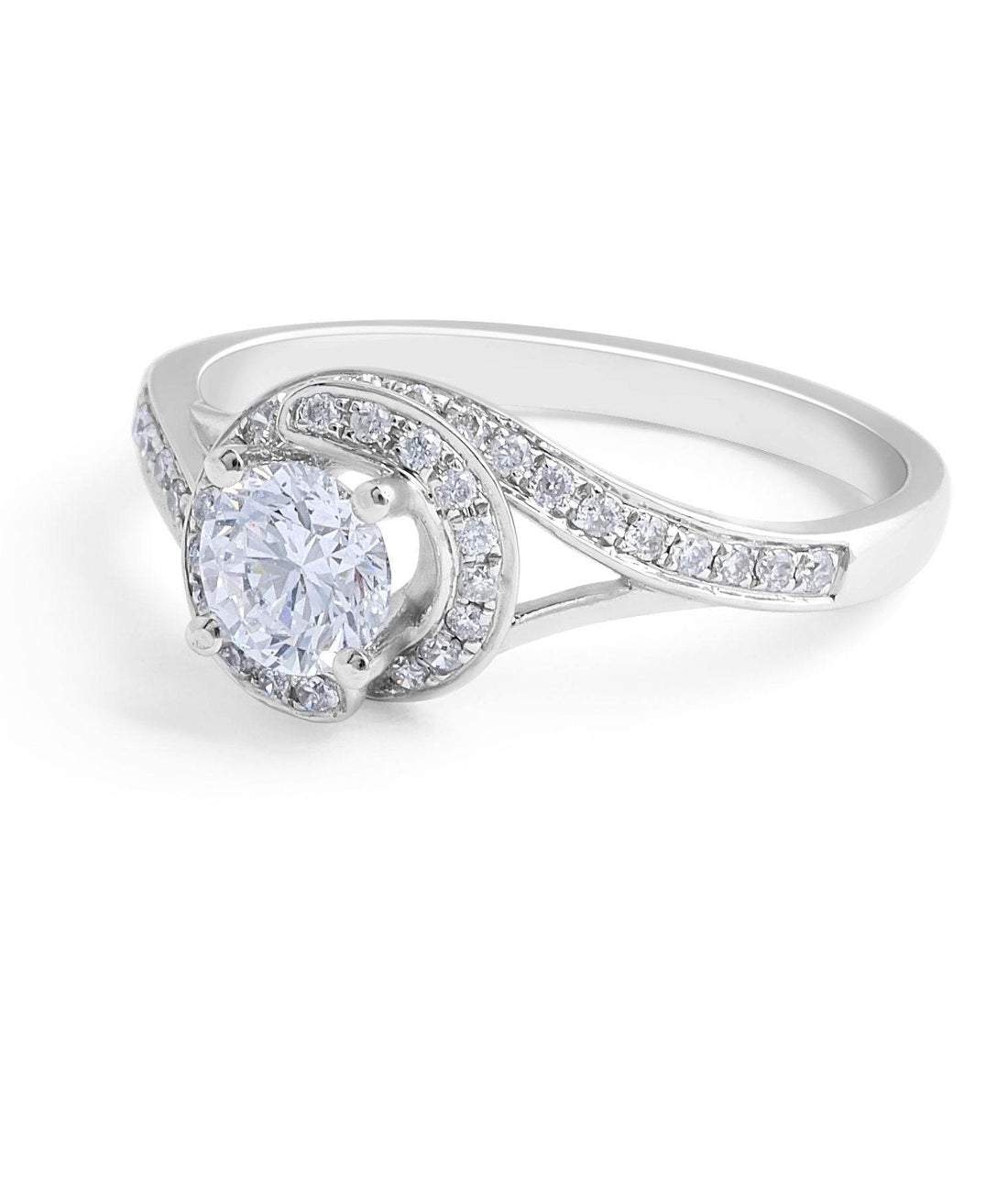 Halo Diamond Grain Set Engagement Ring 0.50CT In 18 Karat White Gold - DG & Co. Jewellery