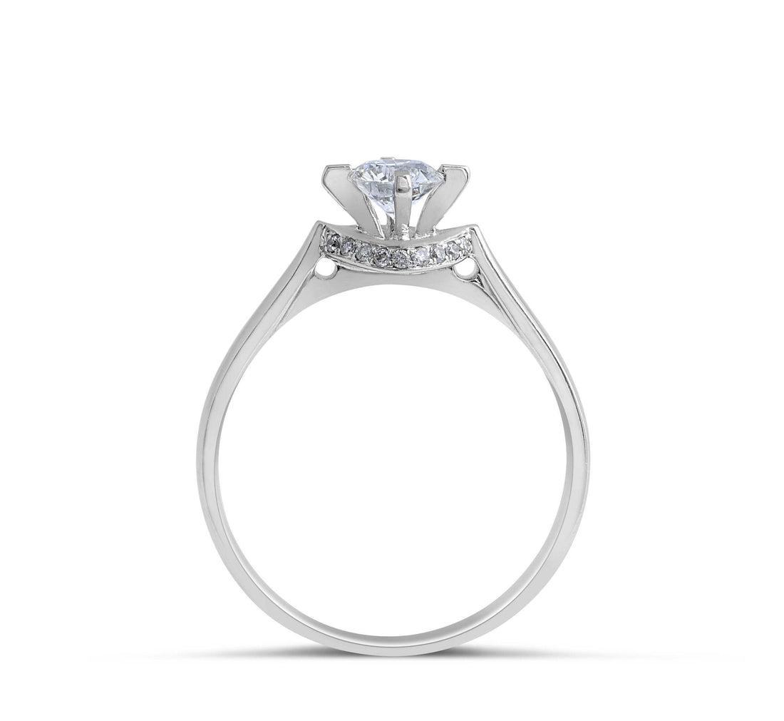 Solitaire Diamond Engagement Ring Round Brilliant Cut Hidden Halo In 18K White Gold - DG & Co. Jewellery