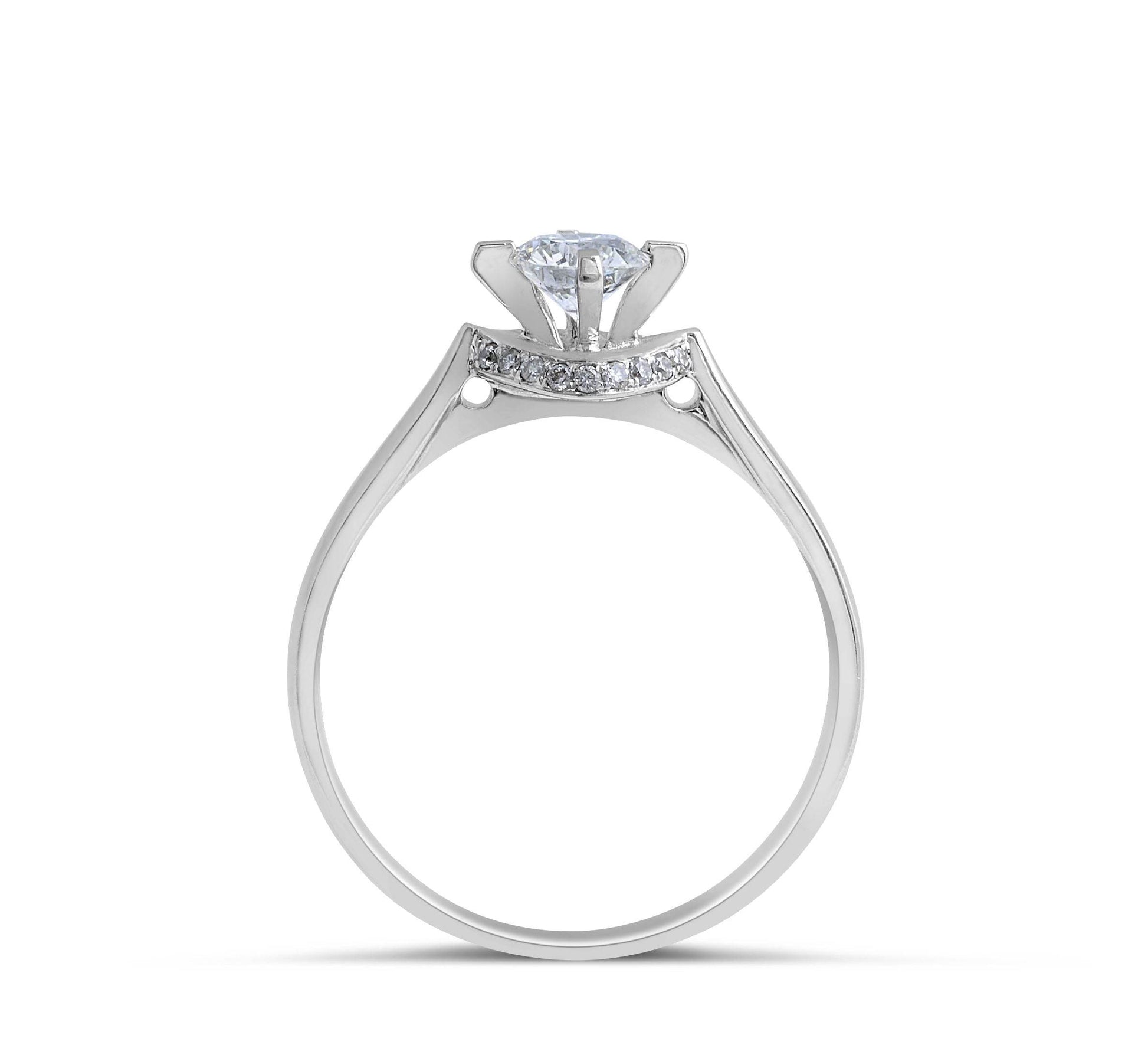 Solitaire Diamond Engagement Ring Round Brilliant Cut Hidden Halo In 18K White Gold - DG & Co. Jewellery