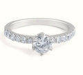 Brilliant Round Cut 6 Claw Diamond Engagement Ring Pave Setting Side Stone In 18K White Gold - DG & Co. Jewellery