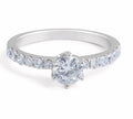 Brilliant Round Cut 6 Claw Diamond Engagement Ring Pave Setting Side Stone In 18K White Gold - DG & Co. Jewellery