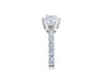 Brilliant Round Cut 6 Claw Diamond Engagement Ring Pave Setting Side Stone In 18K White Gold - DG & Co. Jewellery