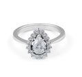 Pear Shape Claw Setting Halo Diamond Engagement Ring In 18 Karat White Gold - DG & Co. Jewellery